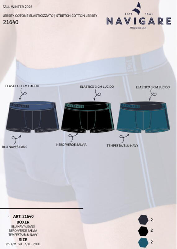 Boxer uomo in cotone elasticizzato Navigare 21640