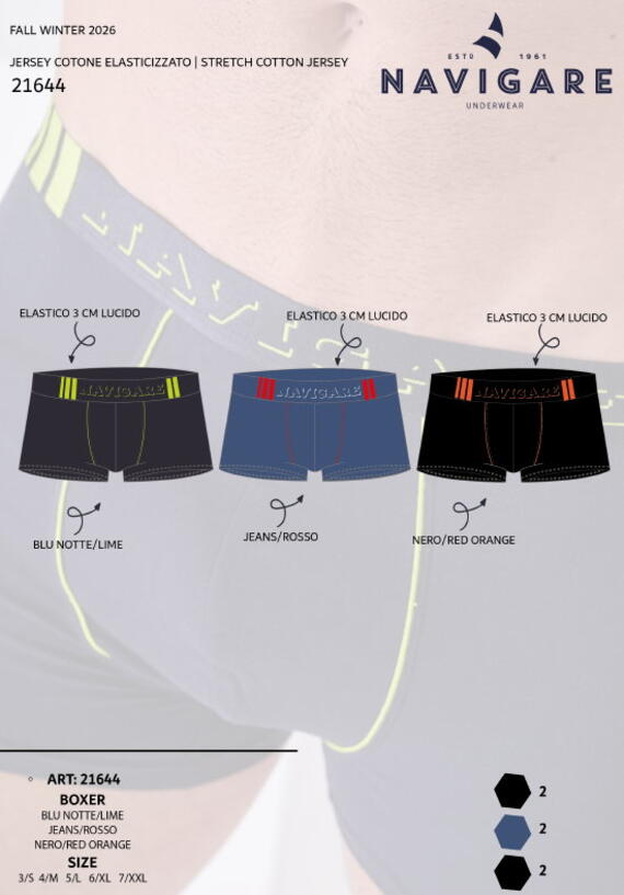 Boxer uomo in cotone elasticizzato Navigare 21644