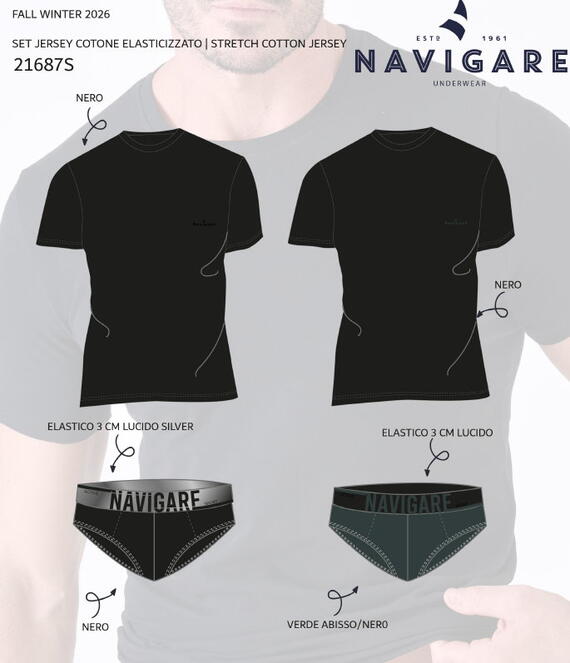 Completo uomo con t-shirt e slip Navigare 31687