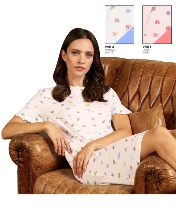 Camicia da notte donna in viscosa leggera a manica corta Linclalor 2238