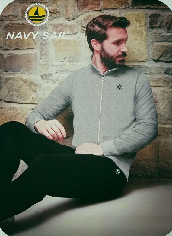 Men's spring tracksuit in brushed cotton with zip Navy Sail 24312