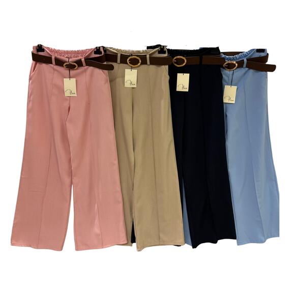 PANTALONE DONNA A PALAZZO CON CINTURA FLORA 25893
&nbsp;