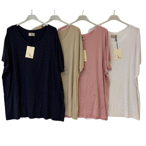 MAGLIA DONNA A MANICA CORTA STRASS FLORA 2601
&nbsp;