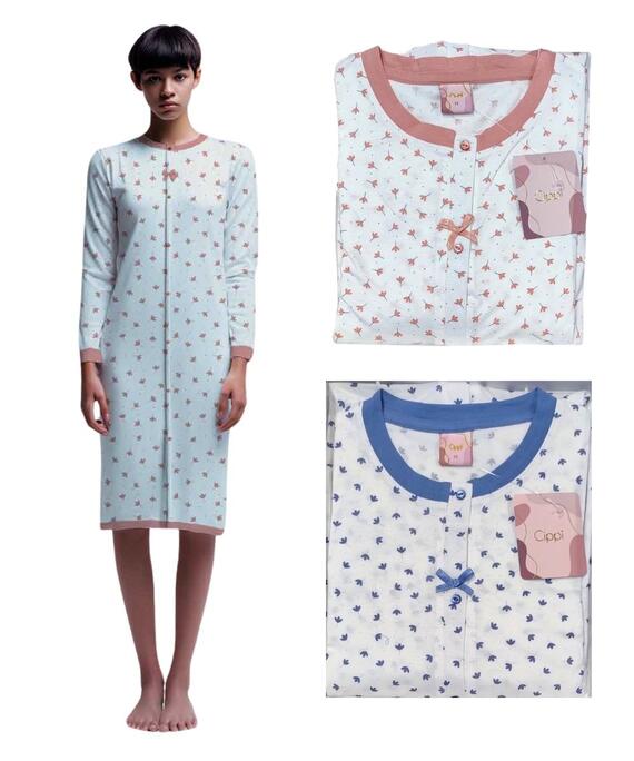 Camicia da notte donna clinica in jersey di cotone Cippi 2730