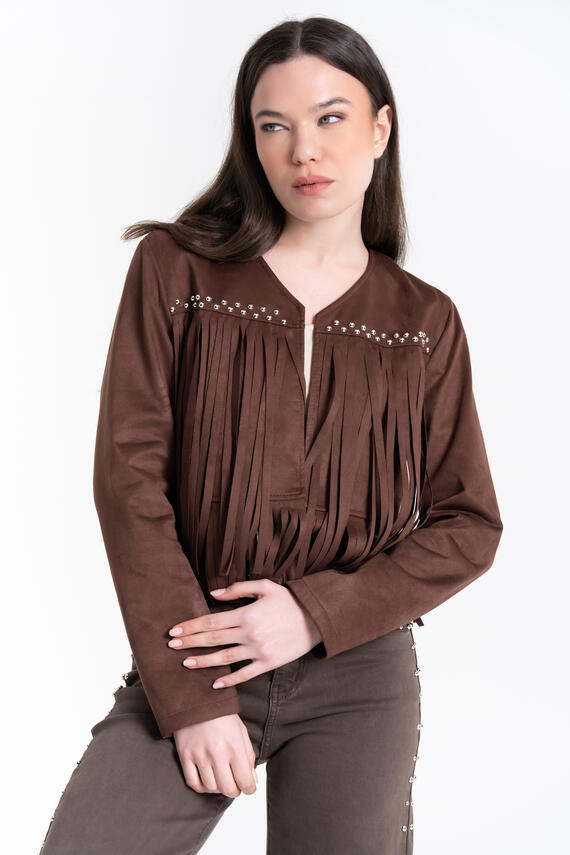 GIACCA SUEDE CON FRANGE E BORCHIE FIORENZA AMADORI 27586
&nbsp;