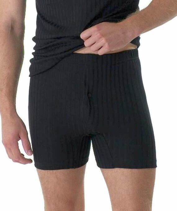 Men’s open boxer with lisle buttons and needle waste motif Gicipi 281 Black