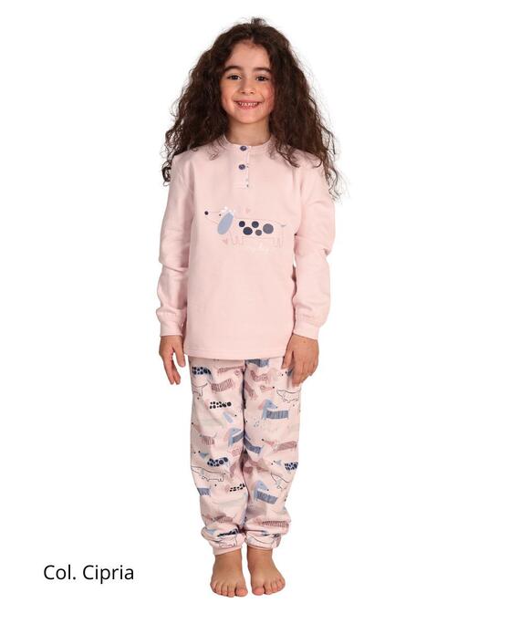 Pigiama da bambina in calda felpa di cotone Gary 2054 Tg.3/7 anni