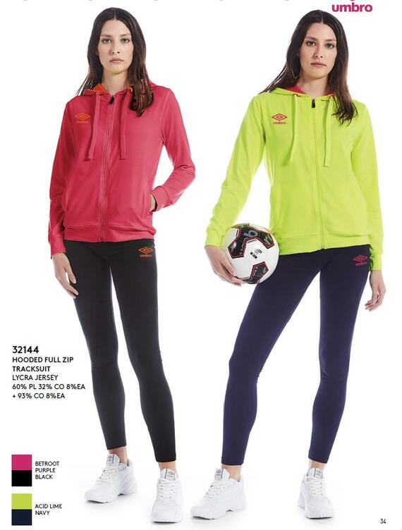 Women's spring tracksuit in stretch cotton with hood Umbro 32144