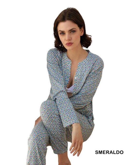 Pigiama donna aperto in jersey di cotone Jadea 3234