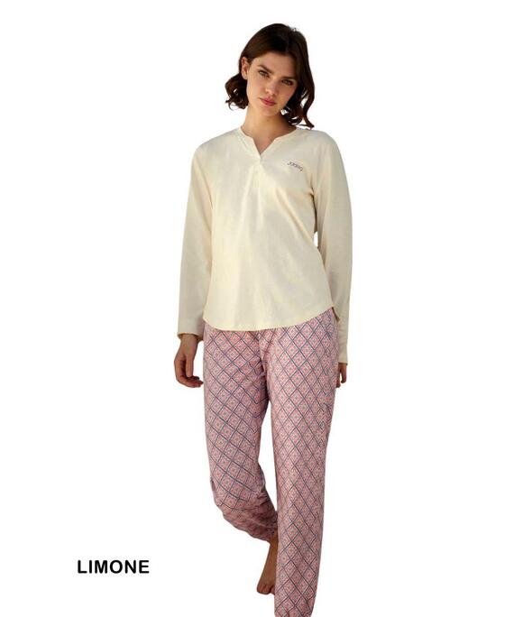 Pigiama donna a manica lunga in jersey di cotone Jadea 3235