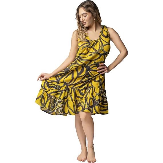 ROBE FEMME EN COTON ÉPAULES LARGES COL RAS DU COU MARILA 3303