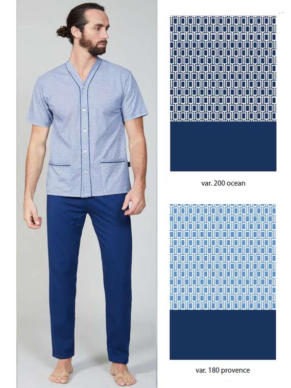 Men's short-sleeved open pajamas in Bip Bip 3644 cotton jersey