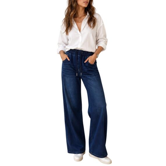 JEANS DONNA A PALAZZO ELASTICIZZATO FLORA MG7711