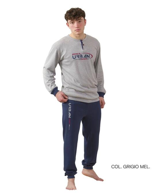 Pigiama da ragazzo lungo in caldo cotone Gary 4138
