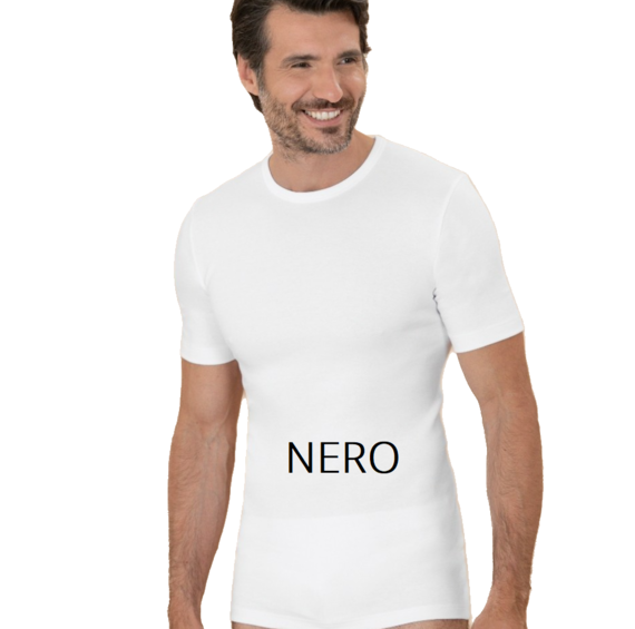 T-shirt uomo manica corta girocollo in cotone felpato Club88 42008C Nero