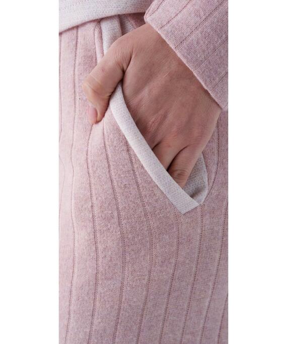 Pigiama donna aperto in caldo jersey di cotone lanato Pigiamiamoci 4218