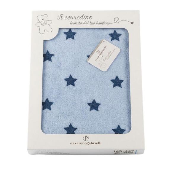 Couverture pour bébé en polaire douce à motifs. Couleurs assorties.