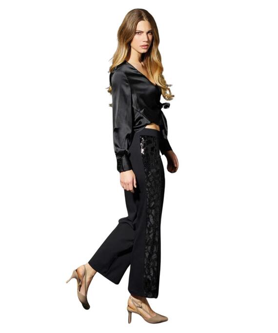 Pantalone donna con tulle e paillettes Jadea Galà 4824