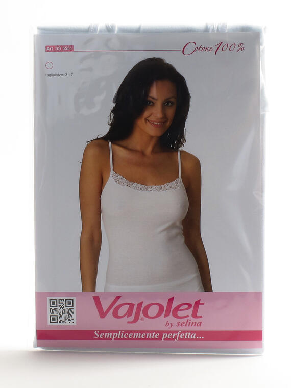 Canotta spalla stretta donna in cotone con macramè ondulato Vajolet 5551
