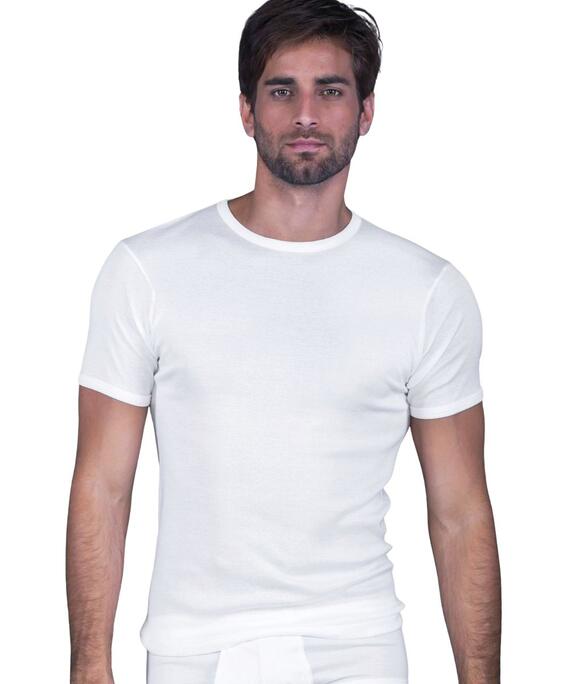 Men's low-neck T-shirt in Scottish cotton thread Moretta 513