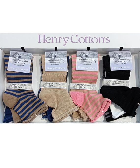 Calzino corto donna in cotone elasticizzato Henry Cotton's HF516 TRI-PACK