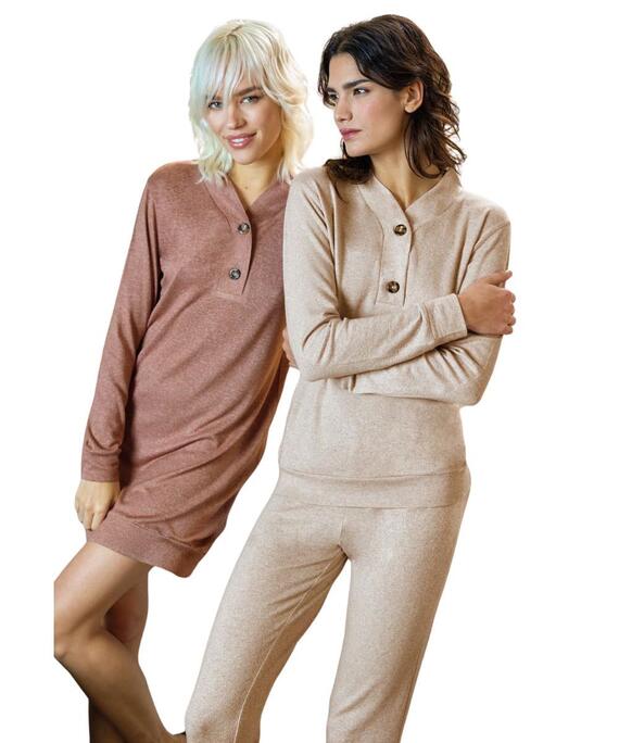 Женская тёплая пижама из вискозного джерси Jadea Home 5259