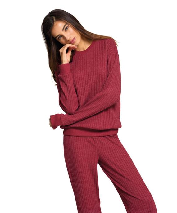 Pigiama donna in jersey di cotone caldo a coste Jadea Home 5293