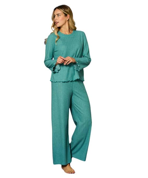 Pigiama donna in caldo jersey di cotone lanato Linclalor 59076