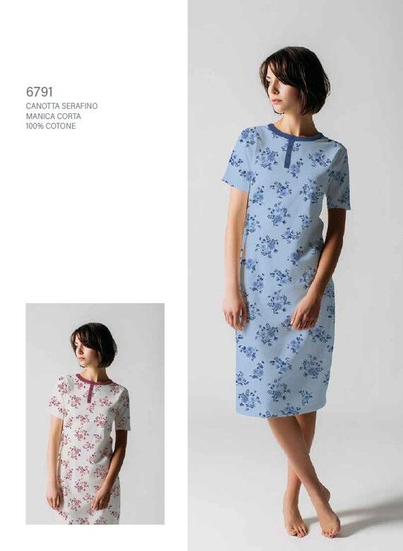 Cippi Smarty 6791 Damen-Nachthemd aus kurzärmeligem Baumwolljersey