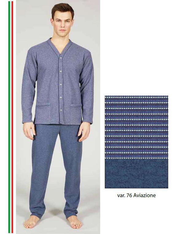 Open men's pajamas in warm wool cotton jersey Bip Bip 7111 Size 4/7