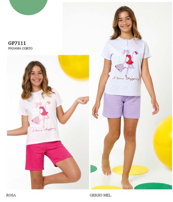 Girls' Short Pyjamas in Cotton Jersey Il Granchietto GP7111