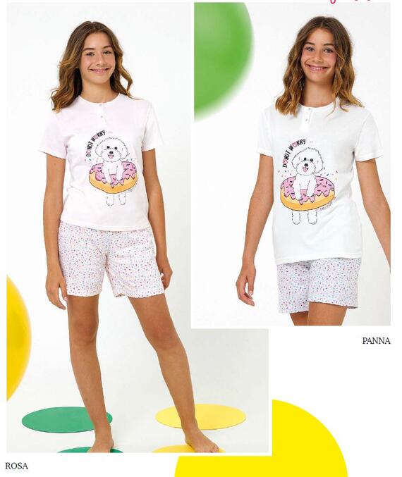 Girls' Short Pyjamas in Cotton Jersey Il Granchietto GP7112