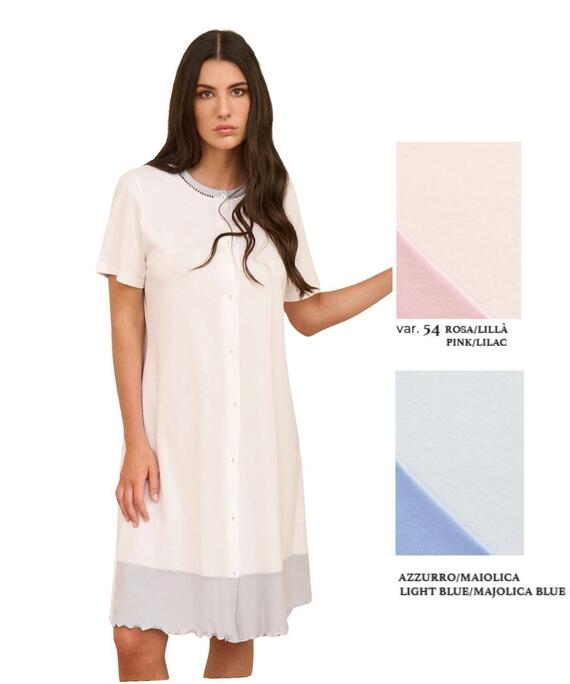 Camicia da notte clinica aperta in jersey di cotone Linclalor 71530