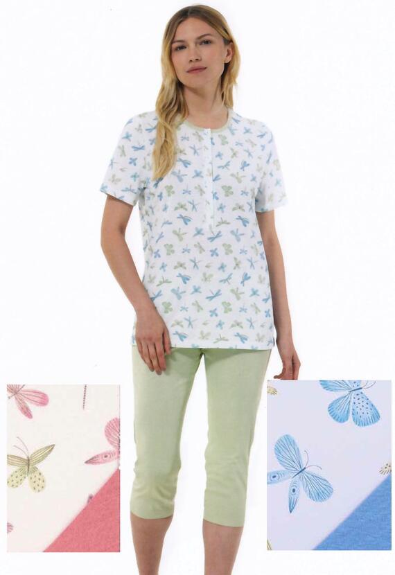 Linclalor 74991 women's short-sleeved cotton jersey pajamas