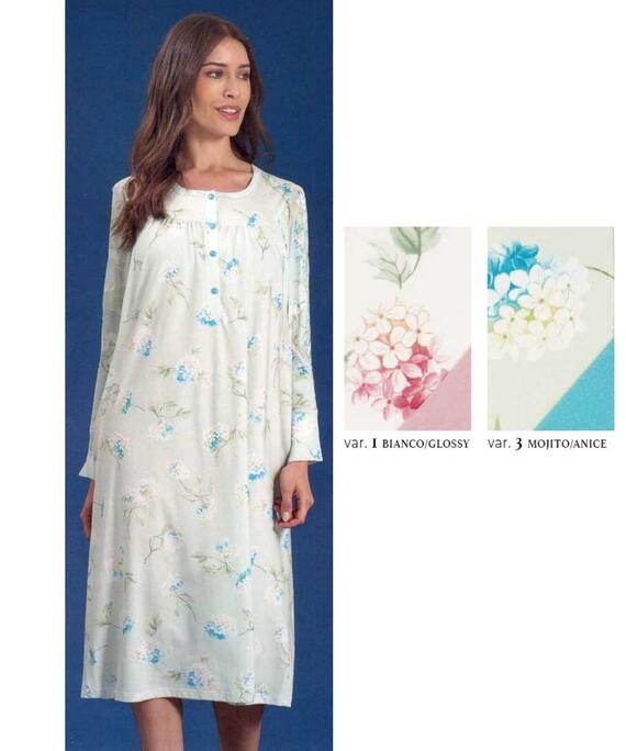 Linclalor 75152 CALIBRATA long-sleeved cotton jersey nightgown