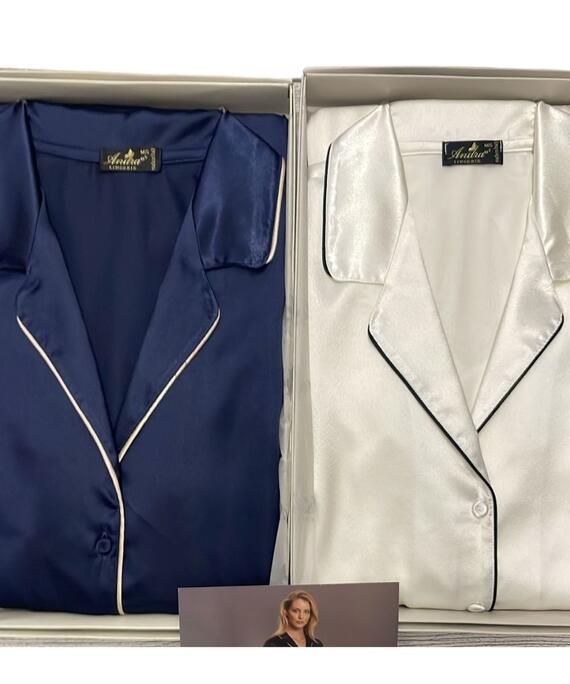 Pigiama donna aperto in raso di Andra 8334