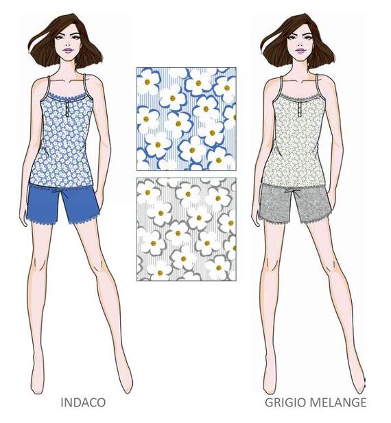 Women's narrow-strap pajamas in cotton jersey Cippi 8699