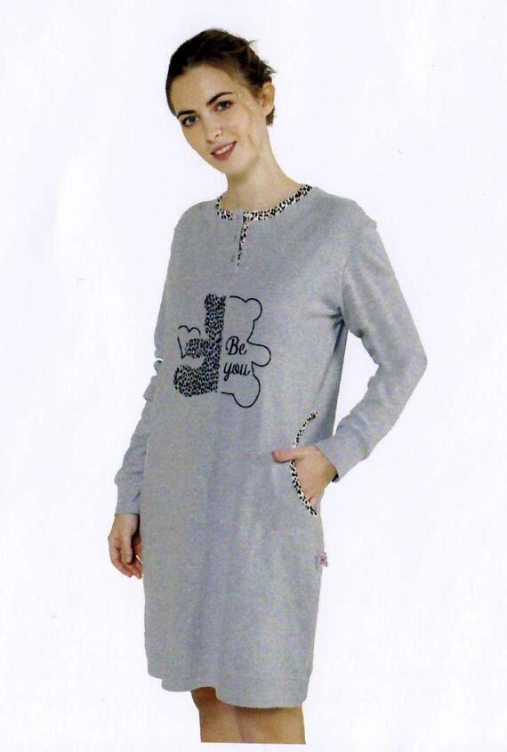 Camicia da notte donna in jersey di cotone caldo StellaDueGi D8723