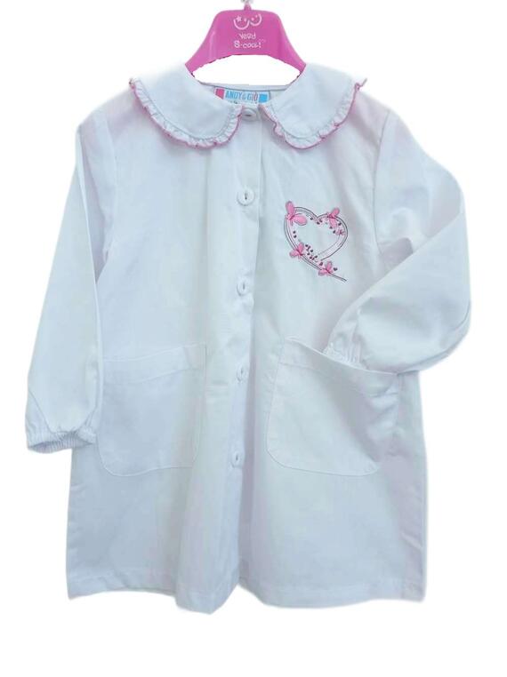 Andy&Gio' nursery apron for girls 90223 Heart and butterfly embroidery