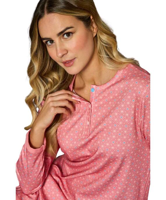 Pigiama donna a serafino in jersey di cotone caldo Linclalor 92206