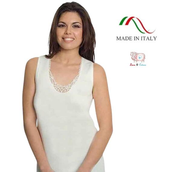 Canottiera donna lana e cotone sulla pelle Leable art. 94