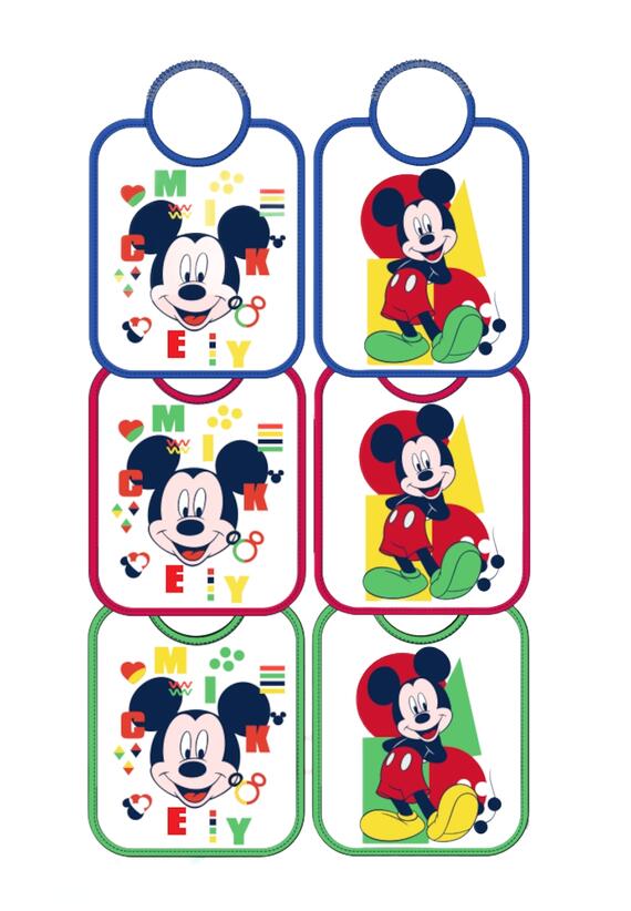 SET OF 6 MICKEY MOUSE PRINTED BIBS WD 9554 ELLEPI