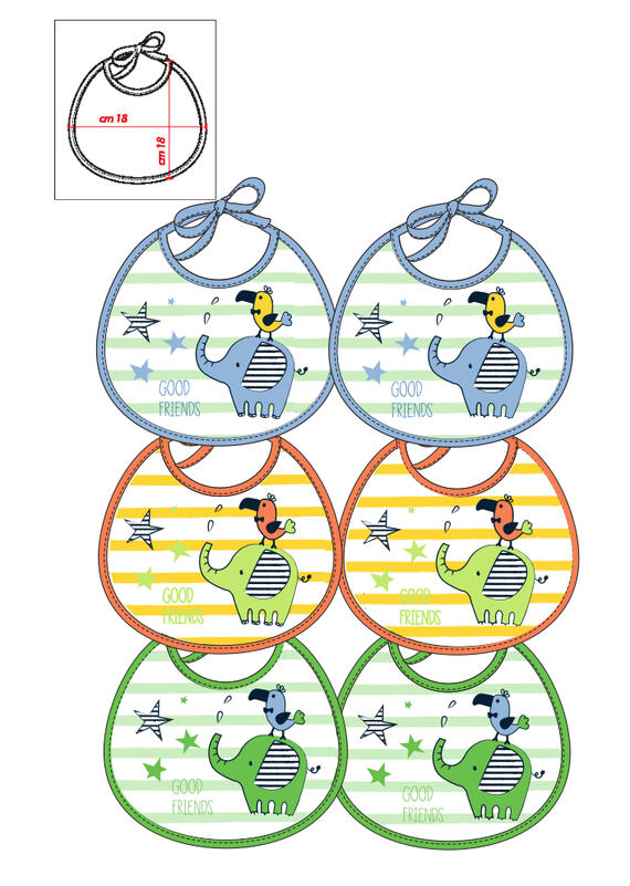 CHILD'S ROUND BIB IN PLASTIC TERRY WITH LACES ELLEPI AD9558