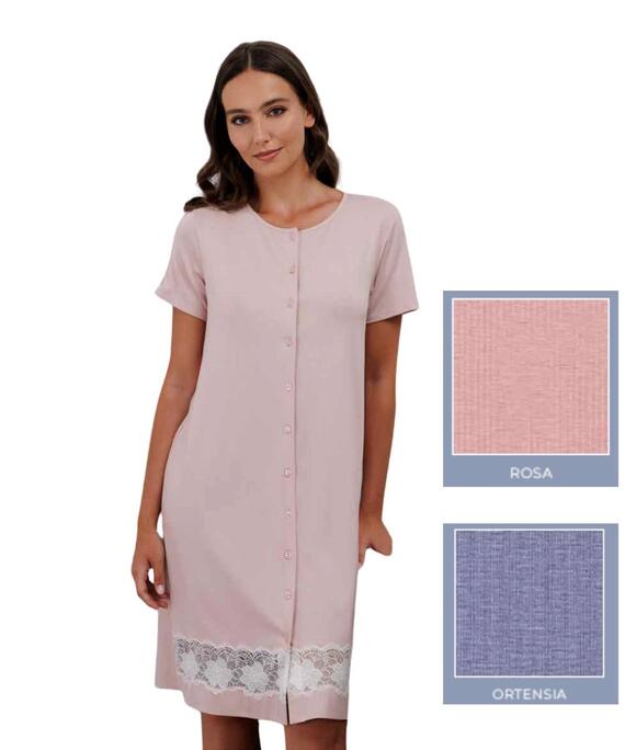 Женская ночная рубашка Andra 9971 с короткими рукавами, открытая, из вискозы и кружева.