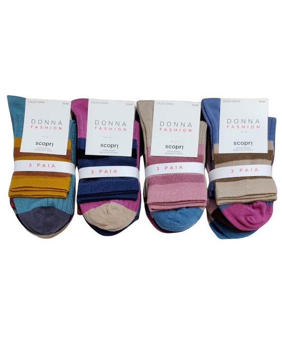 Calzino donna in caldo cotone Scopri Prisco America TRI-PACK