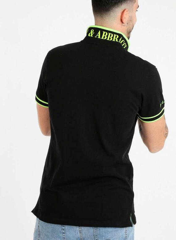 Baci & Abbracci men's polo shirt in stretch cotton piqué BAM1421 with fluorescent details