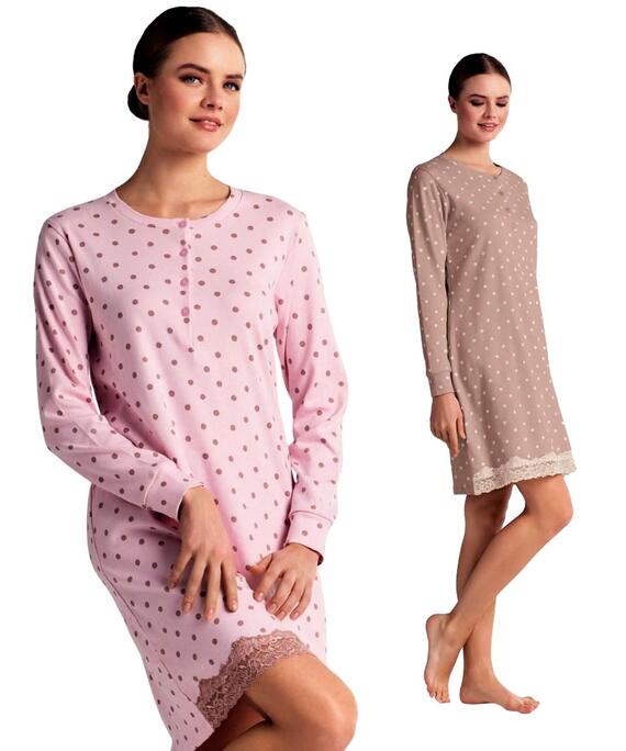 Camicia da notte in jersey di cotone caldo Infiore Bollicine BLL634630
