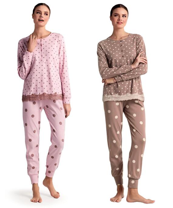 Pigiama donna in jersey di cotone caldo Infiore Bollicine BLL654628