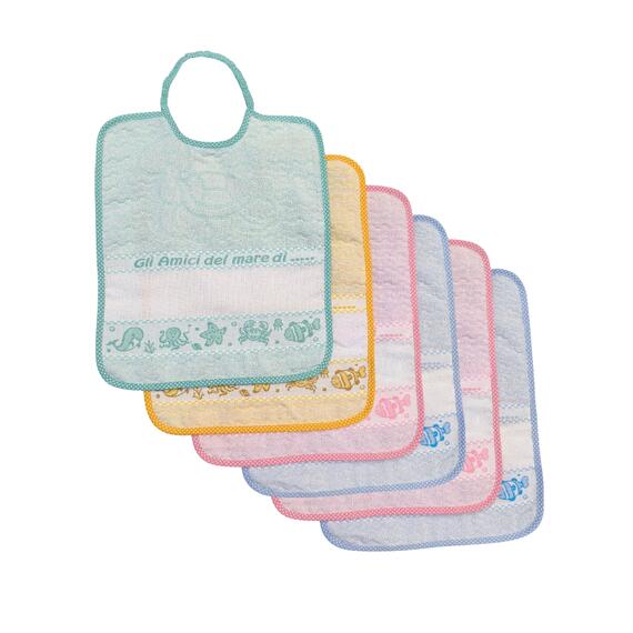 Bavaglino bambini in spugna con tela aida 28x33 Bubab&ugrave; BAV107 Mare