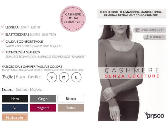 Lupetto donna smanicato in cashmere a costine ultralight Prisco Cash SM